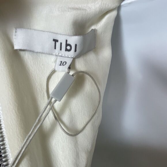 NWT Tibi Ivory‎ Crepe Shoulder Cutout Shift Dress Size 10 Fairy Coquette - Picture 8 of 9